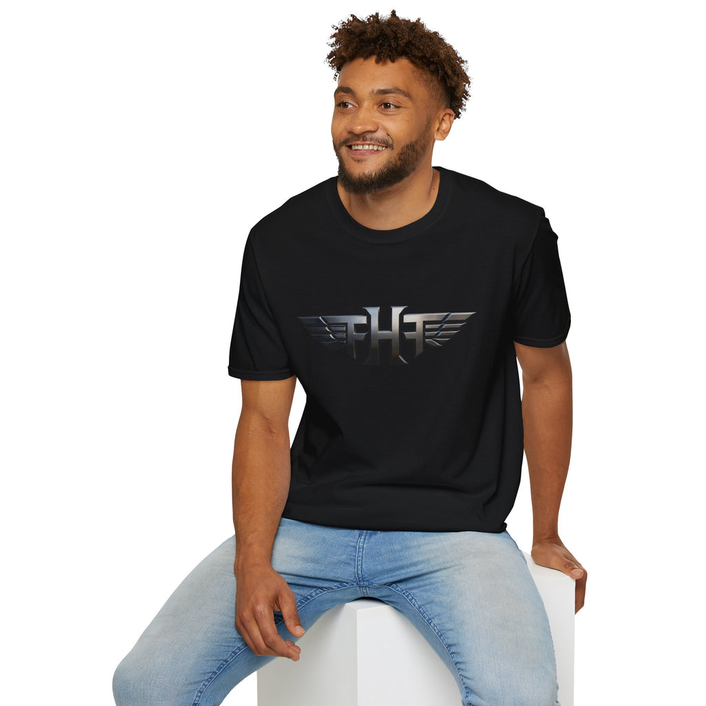 Winged Monogram T-Shirt — Metallic 'FH' Logo