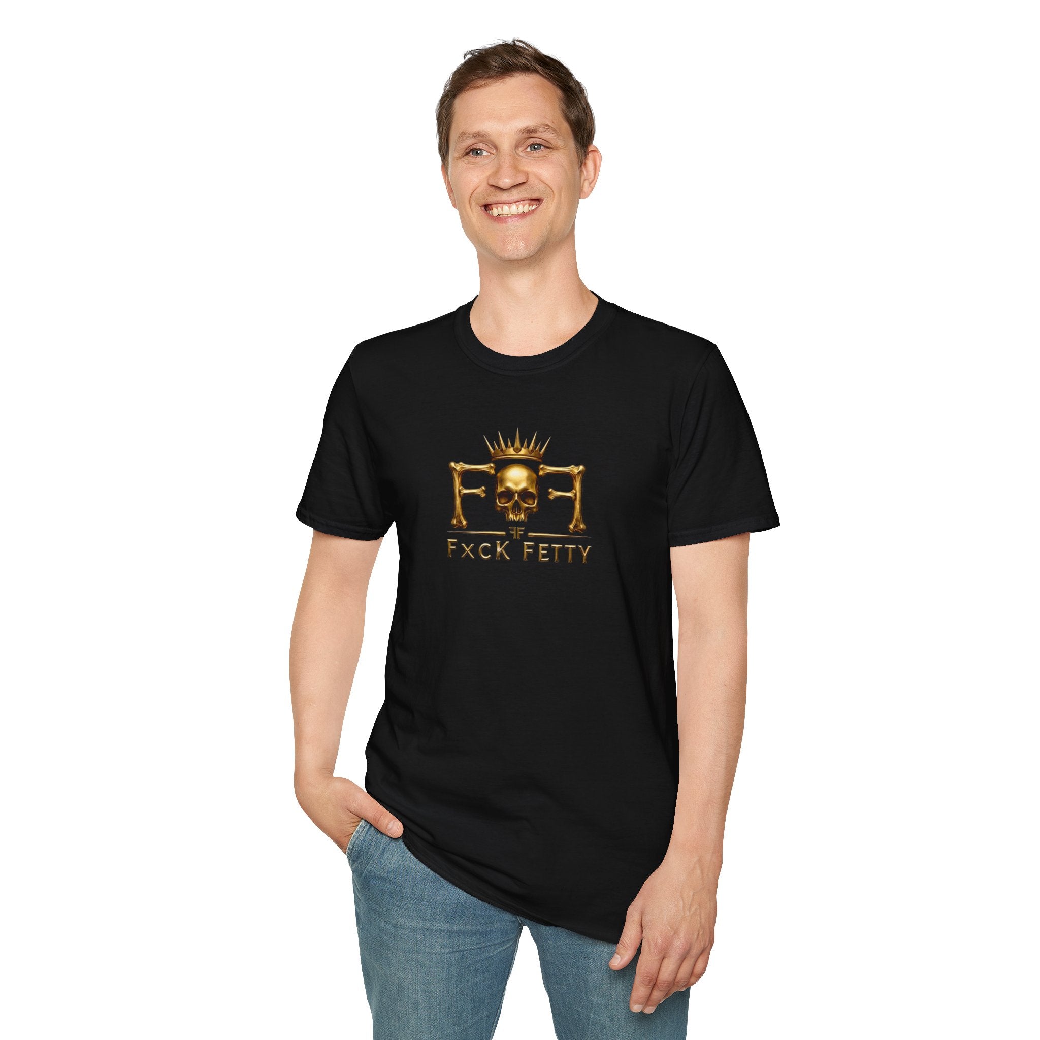 Fxck Fetty Gold Skull Tee — Edgy Crowned Skull Graphic T-Shirt