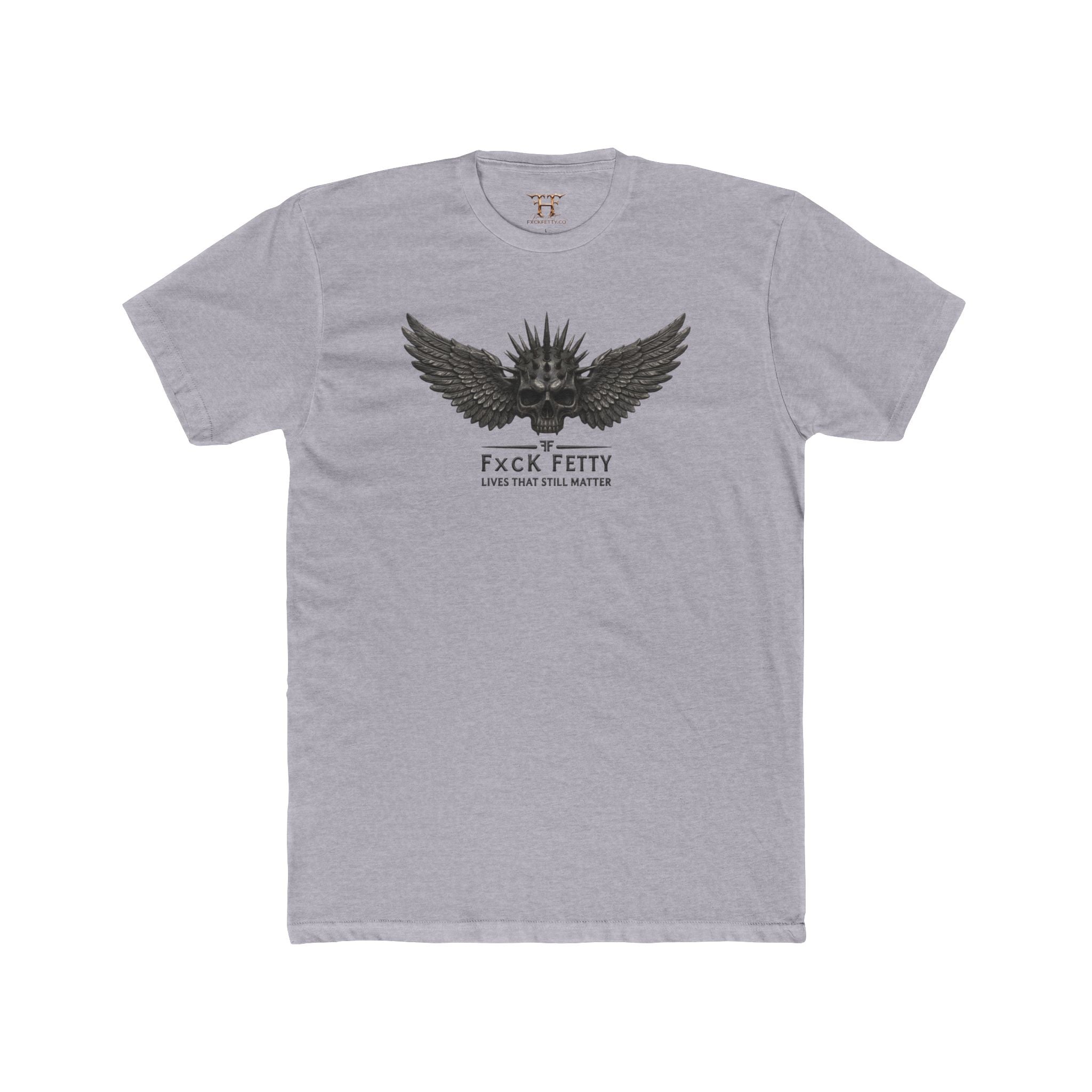 Graphic Crew Tee — 'F*ck Fetty' Winged Skull Design