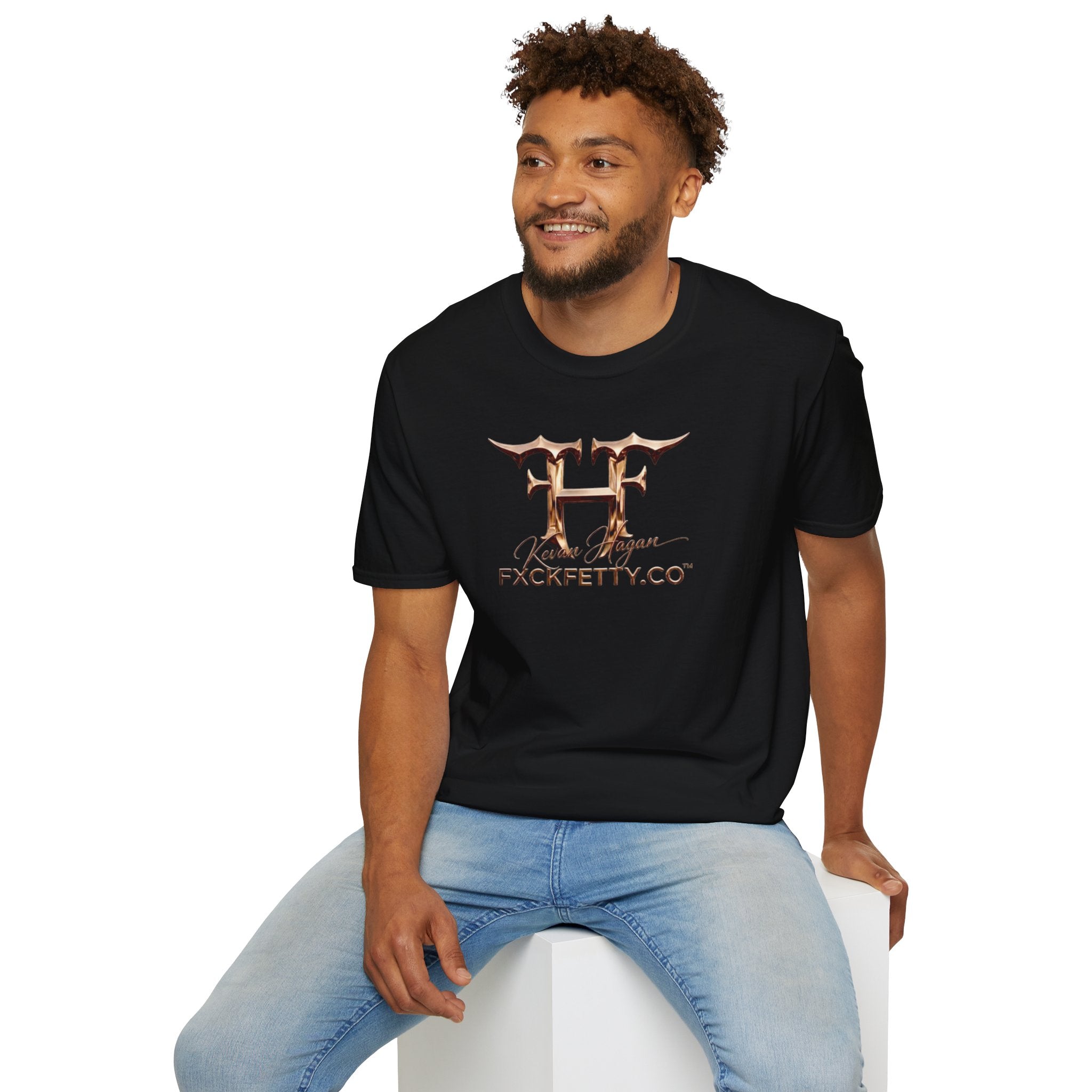 Metallic Monogram 'HF' Logo T-Shirt — Kevan Hagan FXCKFETTY.co Graphic Tee