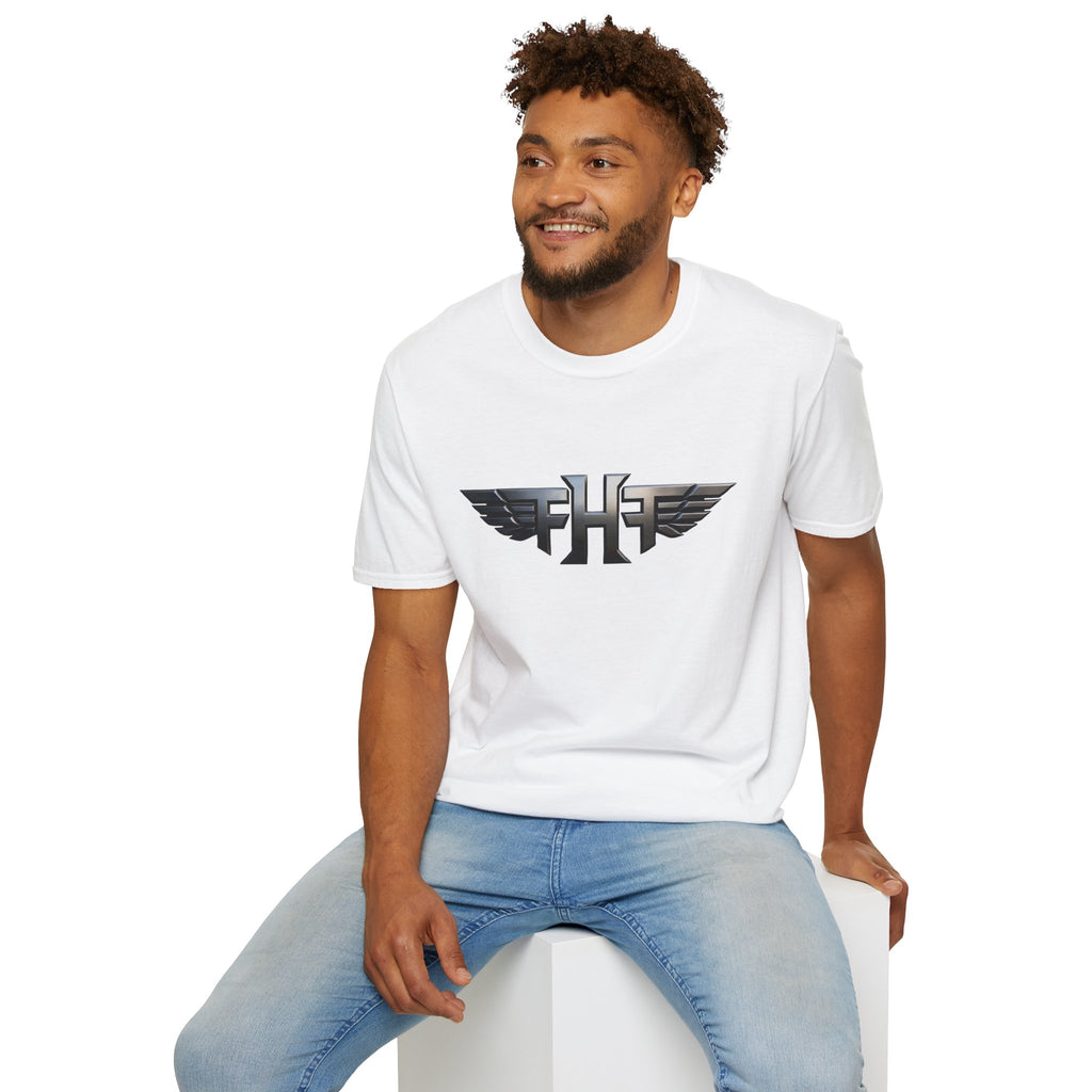 Winged Monogram T-Shirt — Metallic 'FH' Logo