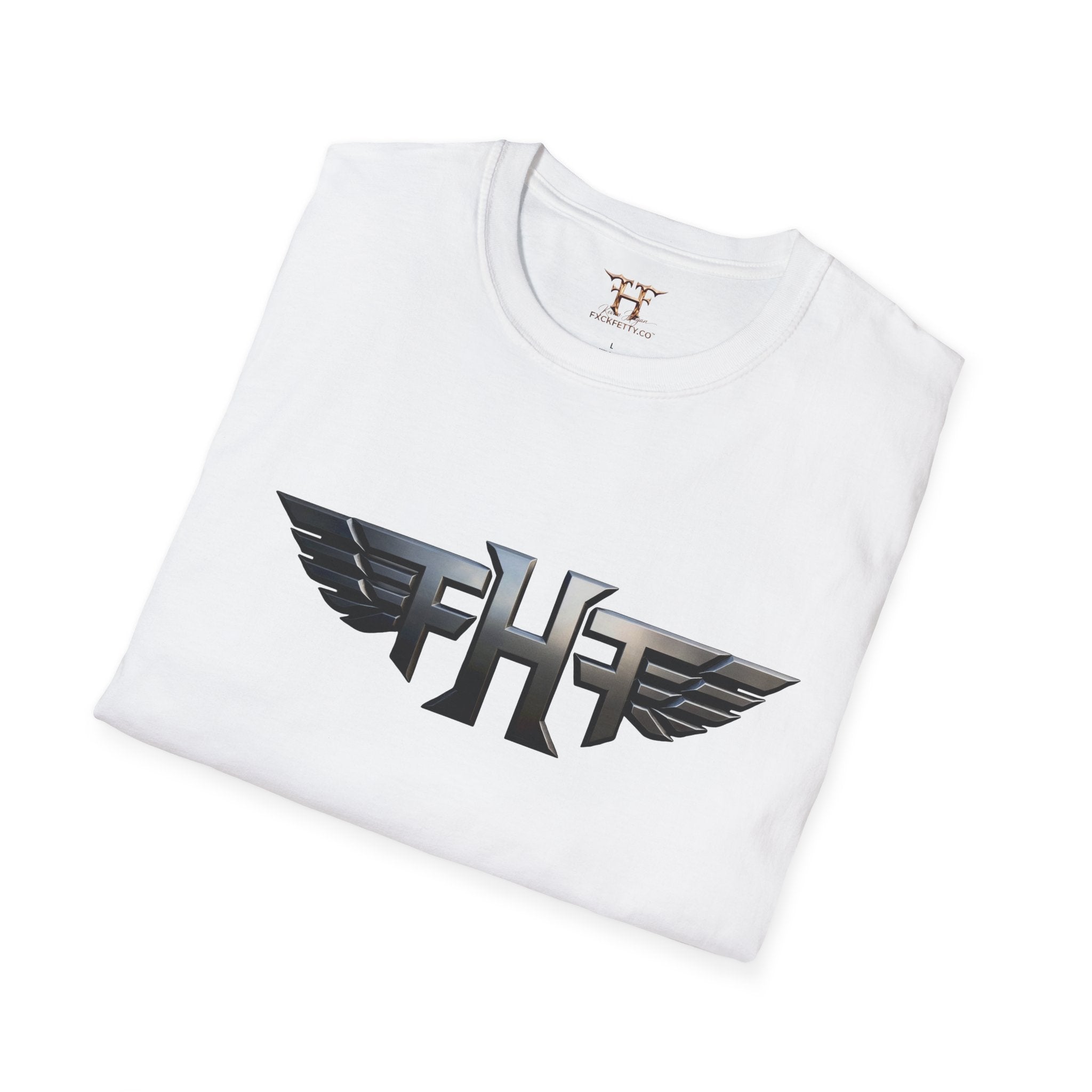 Winged Monogram T-Shirt — Metallic 'FH' Logo