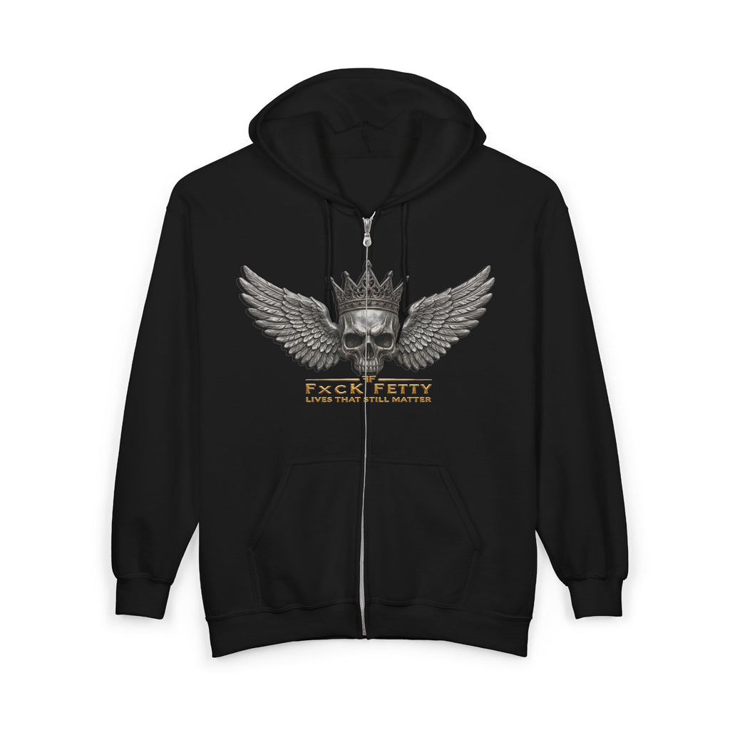 Winged Crown Zip Hoodie — Back Logo 'FCK R FTTY' Streetwear Jacket