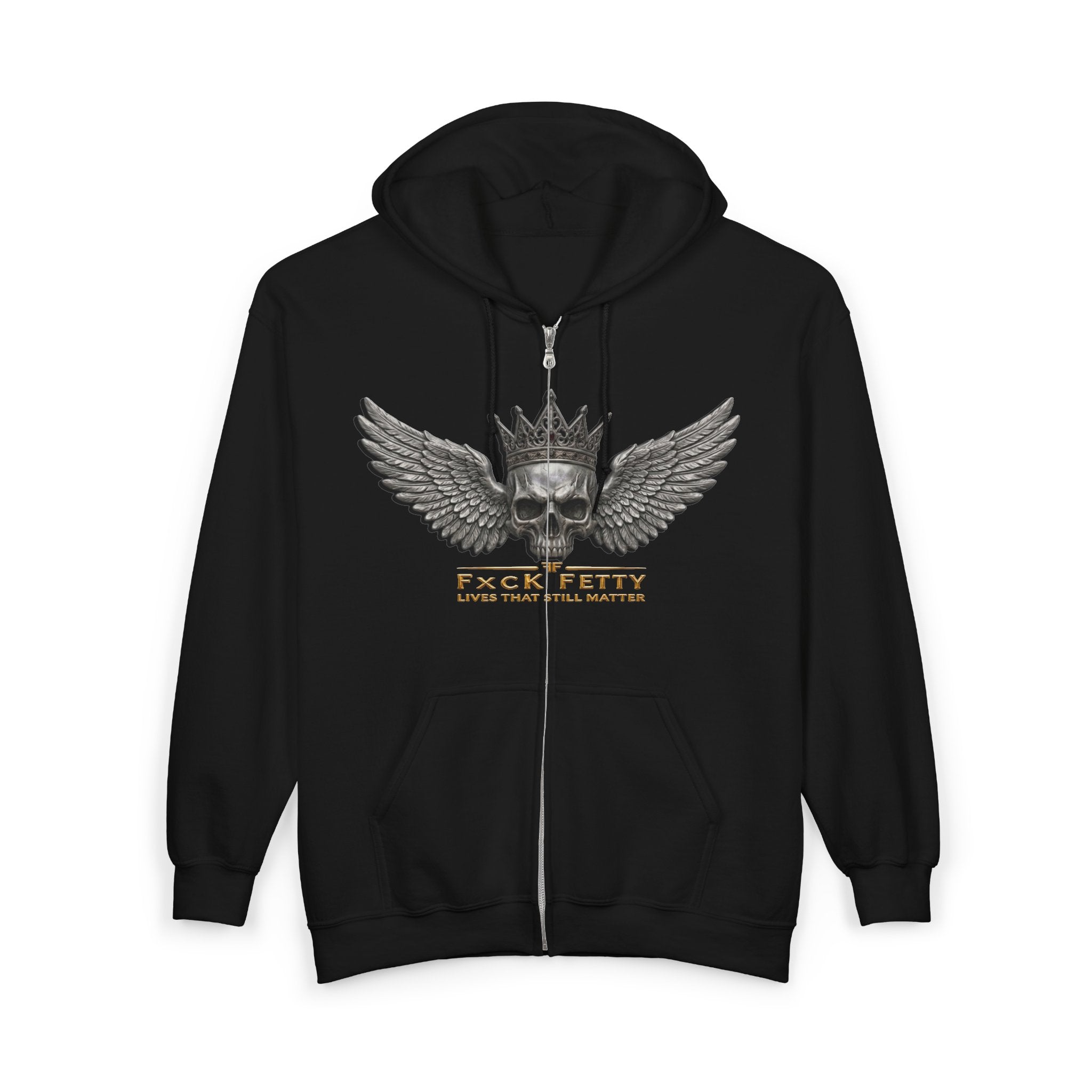 Winged Crown Zip Hoodie — Back Logo 'FCK R FTTY' Streetwear Jacket
